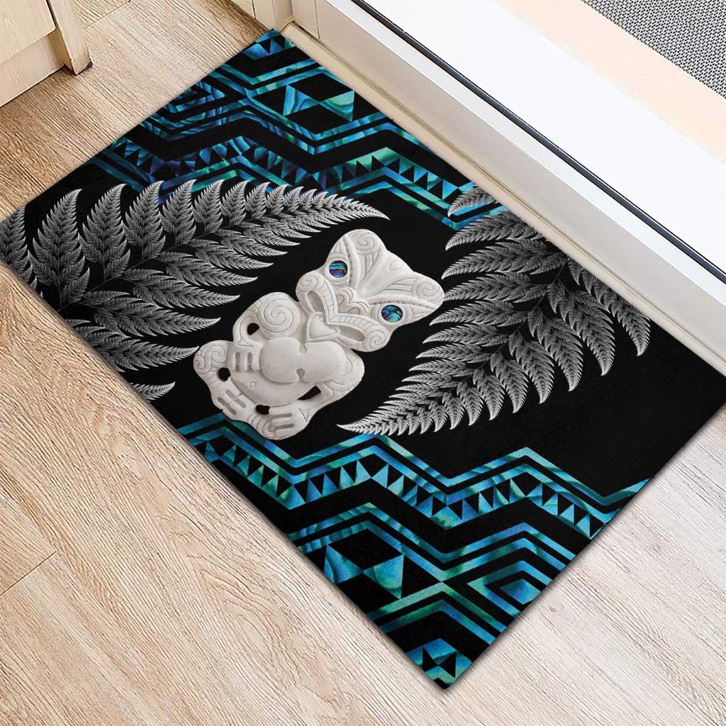 Aotearoa Taniko Paua Shell With Hei Tiki Rubber Doormat LT14 - Polynesian Pride