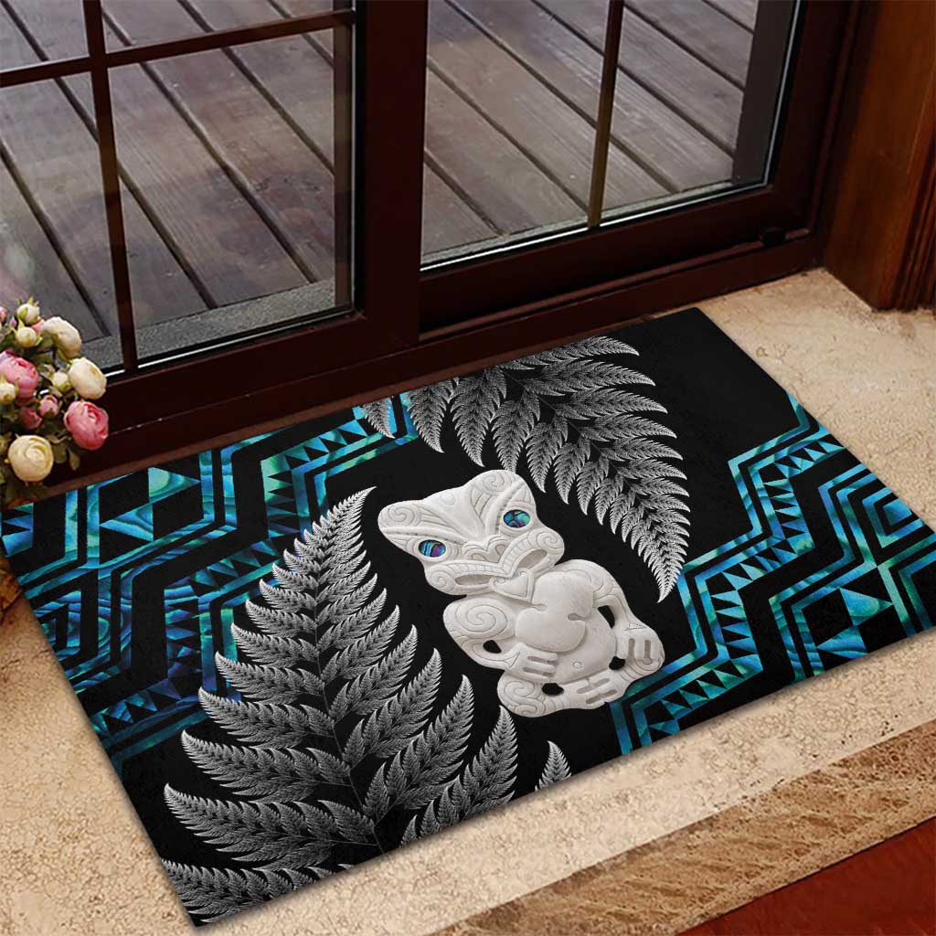 Aotearoa Taniko Paua Shell With Hei Tiki Rubber Doormat LT14 - Polynesian Pride