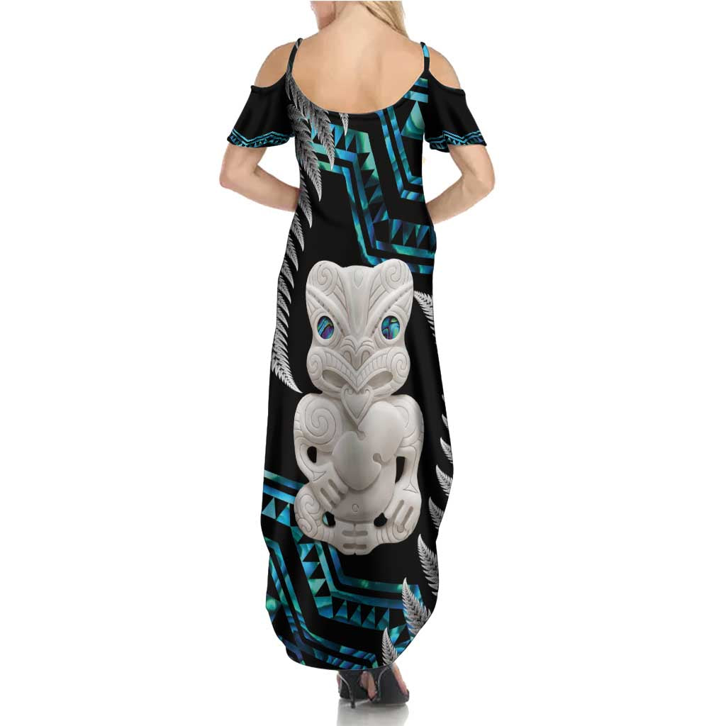 Aotearoa Taniko Paua Shell With Hei Tiki Summer Maxi Dress LT14 - Polynesian Pride