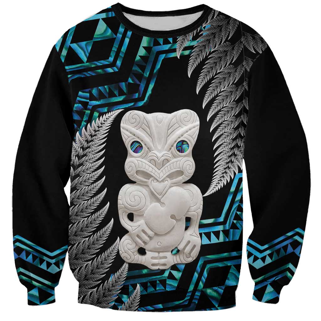 Aotearoa Taniko Paua Shell With Hei Tiki Sweatshirt LT14 Unisex Black - Polynesian Pride