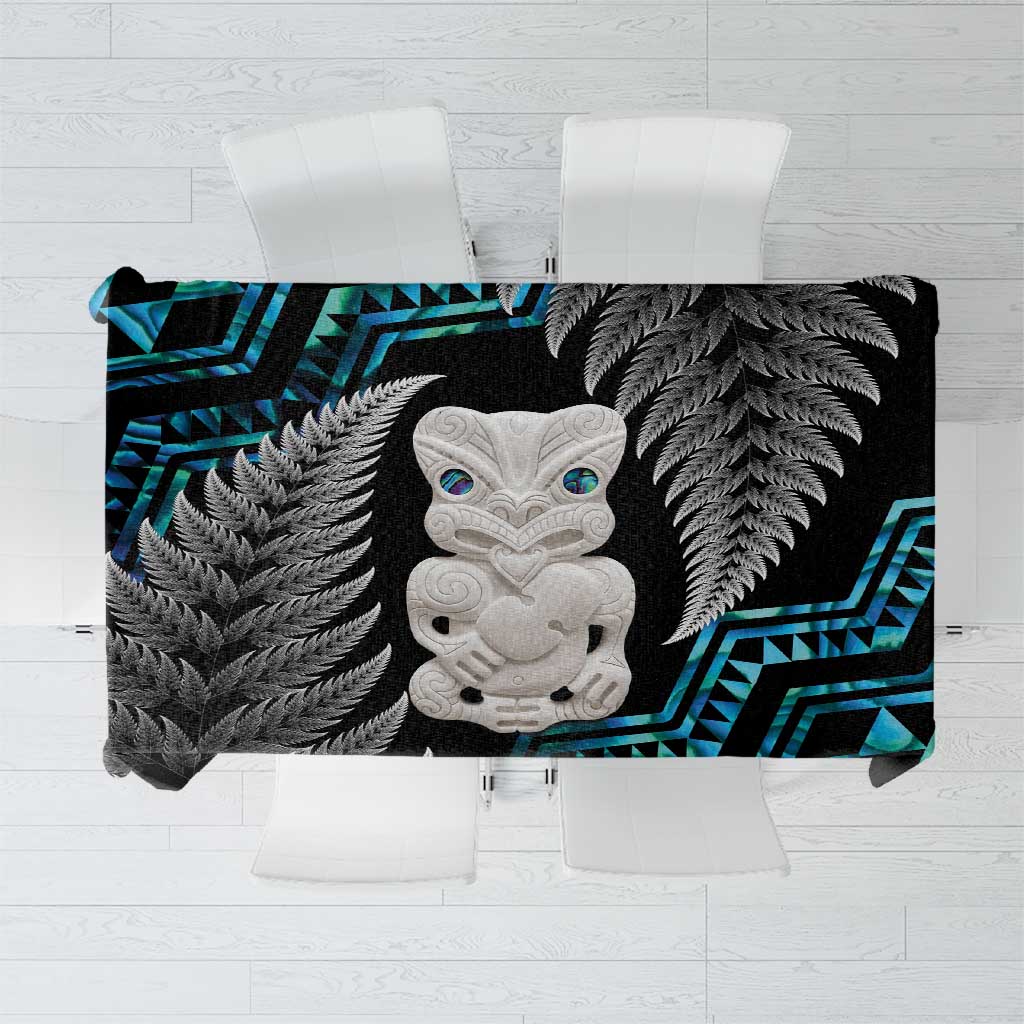 Aotearoa Taniko Paua Shell With Hei Tiki Tablecloth LT14 Black - Polynesian Pride