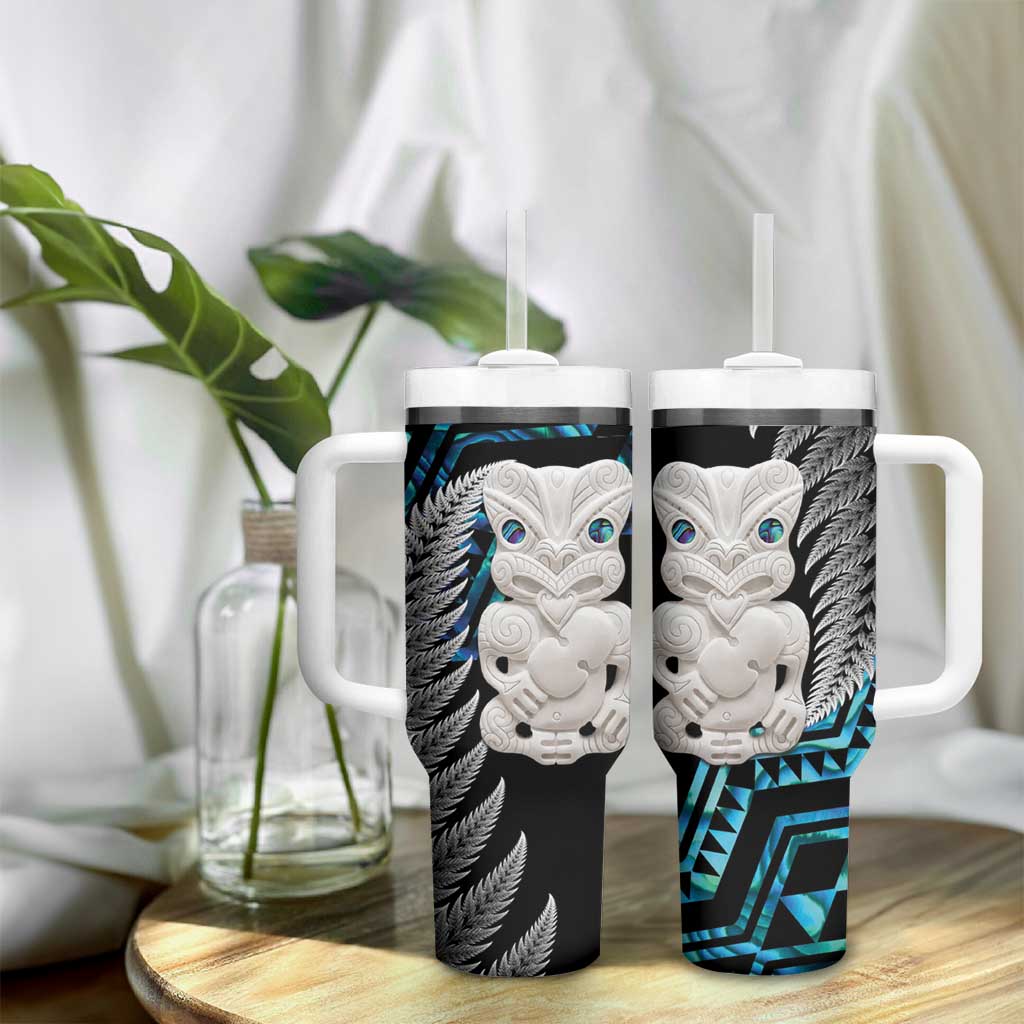 Aotearoa Taniko Paua Shell With Hei Tiki Tumbler With Handle LT14 - Polynesian Pride