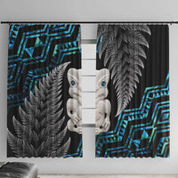Aotearoa Taniko Paua Shell With Hei Tiki Window Curtain LT14 With Hooks Black - Polynesian Pride