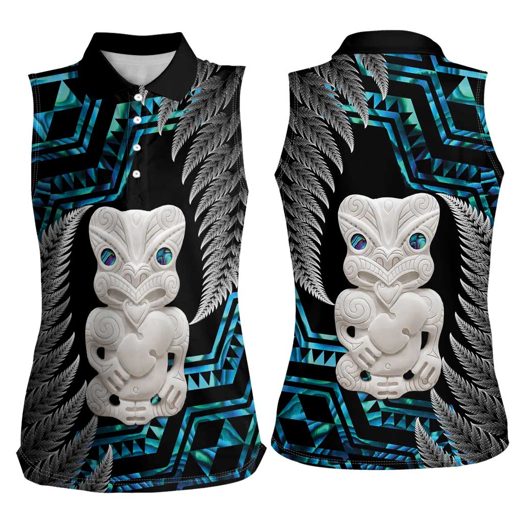 Aotearoa Taniko Paua Shell With Hei Tiki Women Sleeveless Polo Shirt