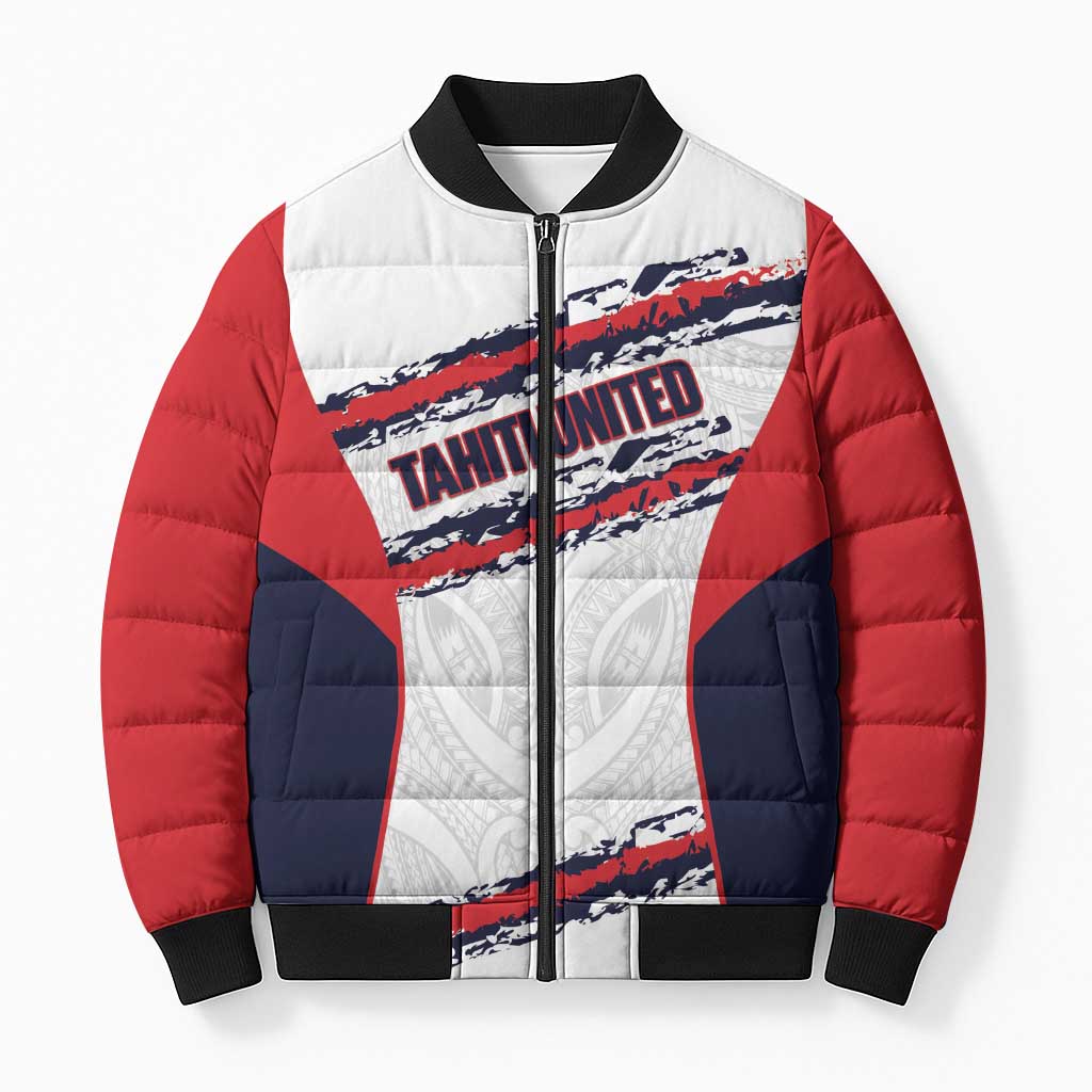 AS Venus Tahiti Football Custom Bomber Puffer Jacket Go Champions Polynesian Pattern LT14 Unisex White - Polynesian Pride