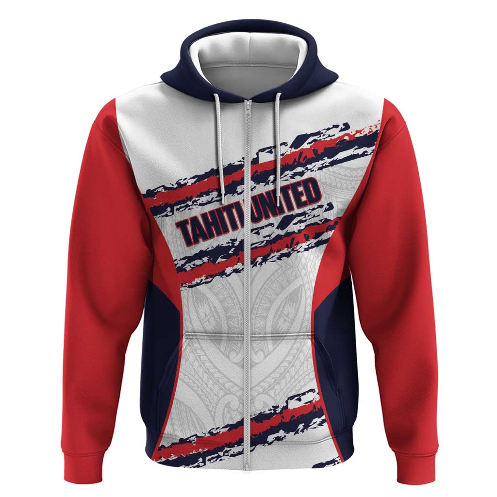 AS Venus Tahiti Football Custom Hoodie Go Champions Polynesian Pattern LT14 Zip Hoodie White - Polynesian Pride