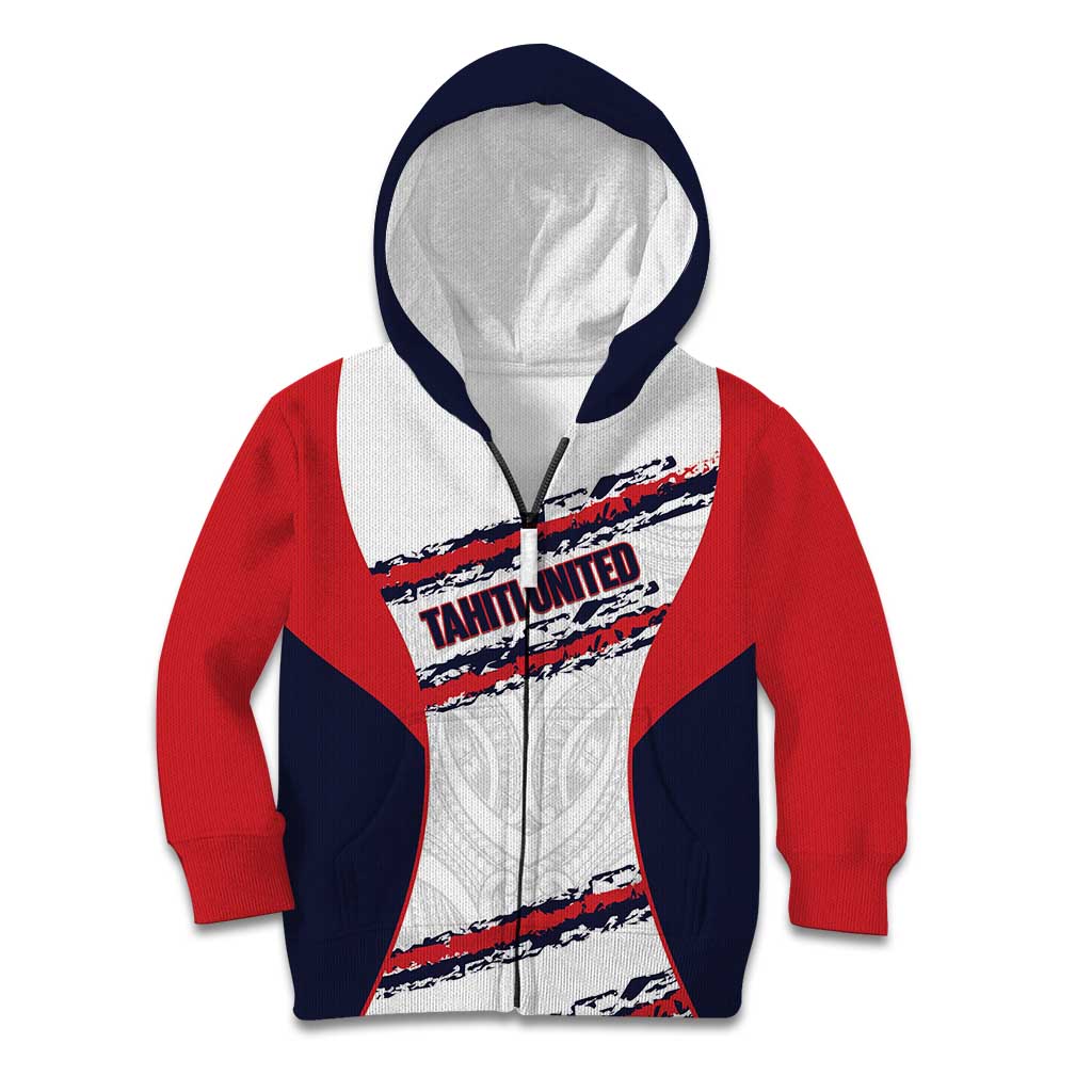 AS Venus Tahiti Football Custom Kid Hoodie Go Champions Polynesian Pattern LT14 Zip Hoodie White - Polynesian Pride