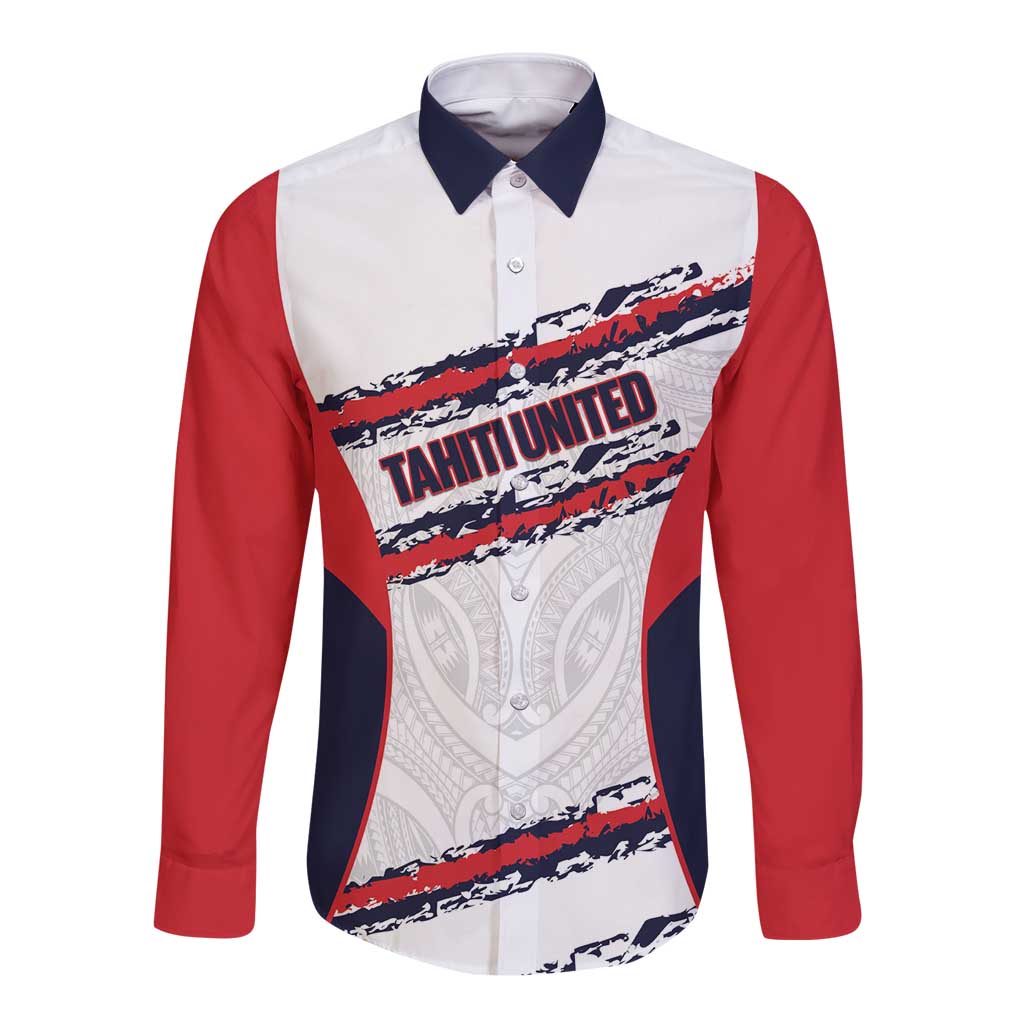 AS Venus Tahiti Football Custom Long Sleeve Button Shirt Go Champions Polynesian Pattern LT14 Unisex White - Polynesian Pride