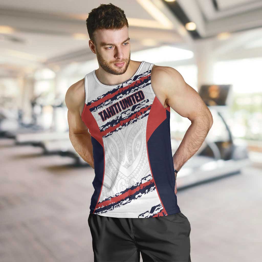 AS Venus Tahiti Football Custom Men Tank Top Go Champions Polynesian Pattern LT14 White - Polynesian Pride