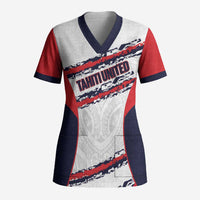 AS Venus Tahiti Football Custom Scrub Top Go Champions Polynesian Pattern LT14 Adult White - Polynesian Pride