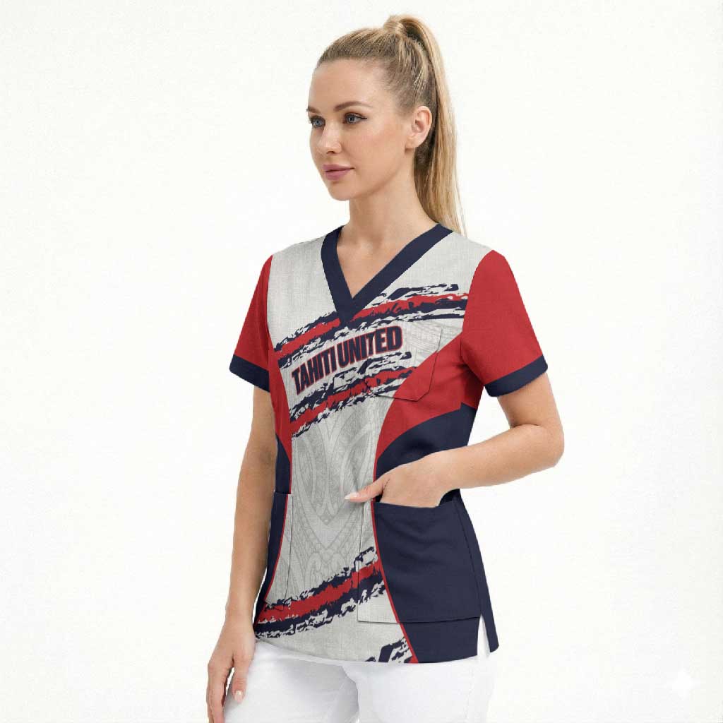 AS Venus Tahiti Football Custom Scrub Top Go Champions Polynesian Pattern LT14 - Polynesian Pride
