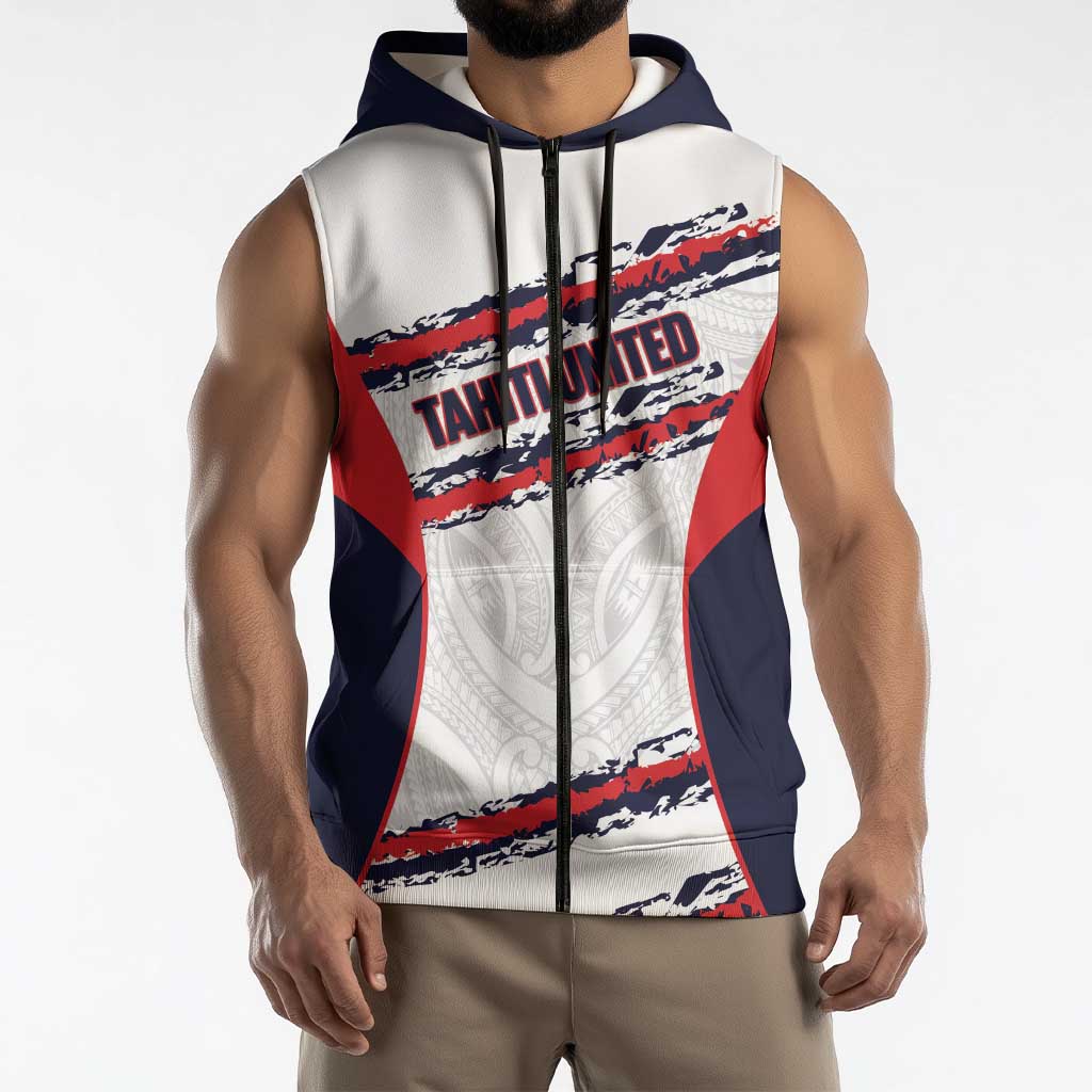 AS Venus Tahiti Football Custom Sleeveless Zip Hoodie Go Champions Polynesian Pattern LT14 - Polynesian Pride