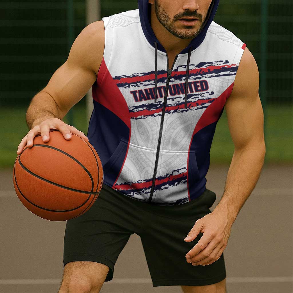 AS Venus Tahiti Football Custom Sleeveless Zip Hoodie Go Champions Polynesian Pattern LT14 - Polynesian Pride