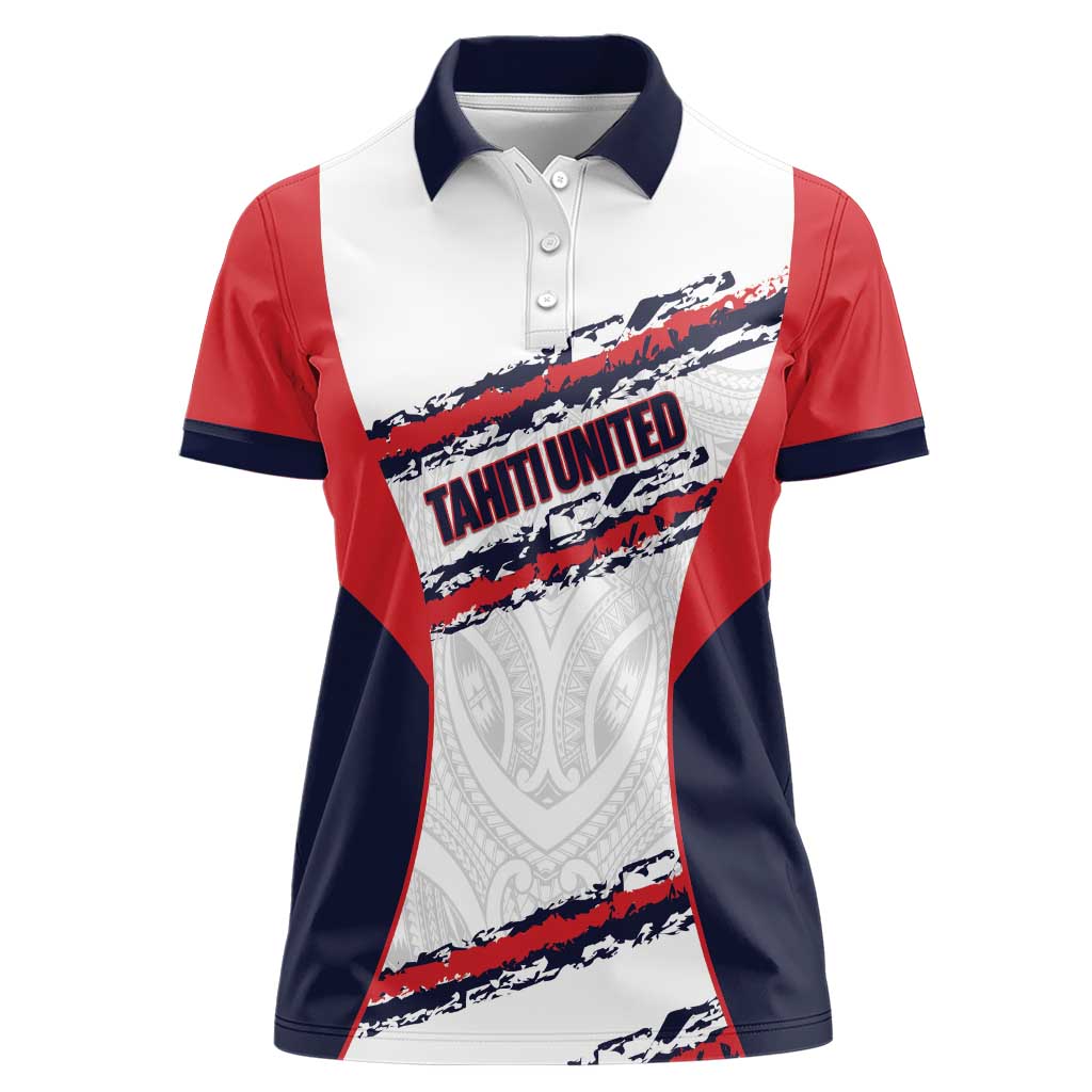 AS Venus Tahiti Football Custom Women Polo Shirt Go Champions Polynesian Pattern LT14 Female White - Polynesian Pride