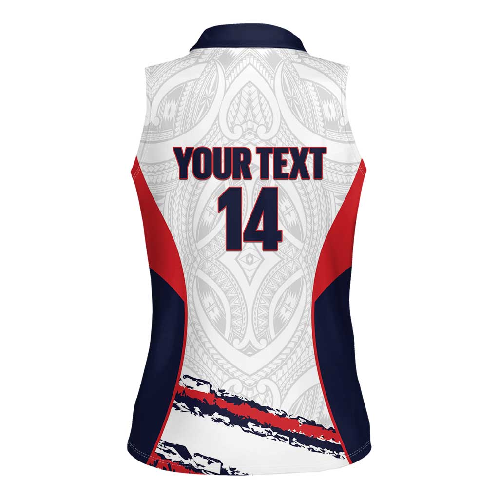 AS Venus Tahiti Football Custom Women Sleeveless Polo Shirt Go Champions Polynesian Pattern LT14 - Polynesian Pride