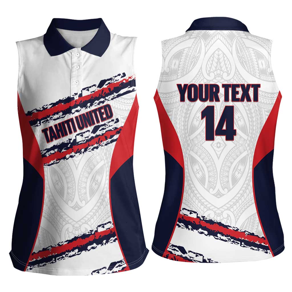 AS Venus Tahiti Football Custom Women Sleeveless Polo Shirt Go Champions Polynesian Pattern LT14 - Polynesian Pride