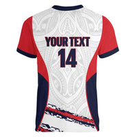 AS Venus Tahiti Football Custom Women V-Neck T-Shirt Go Champions Polynesian Pattern