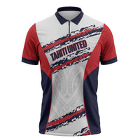 AS Venus Tahiti Football Custom Zipper Polo Shirt Go Champions Polynesian Pattern LT14 White - Polynesian Pride