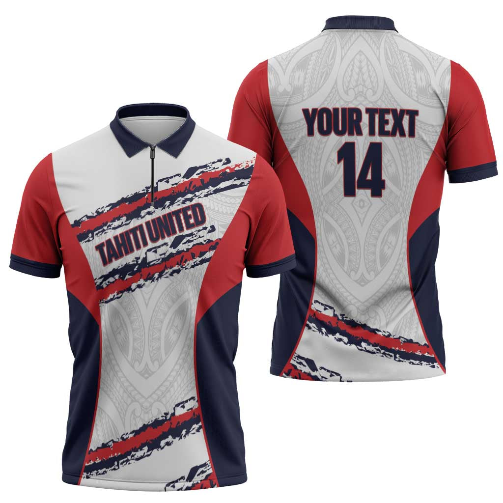 AS Venus Tahiti Football Custom Zipper Polo Shirt Go Champions Polynesian Pattern LT14 - Polynesian Pride