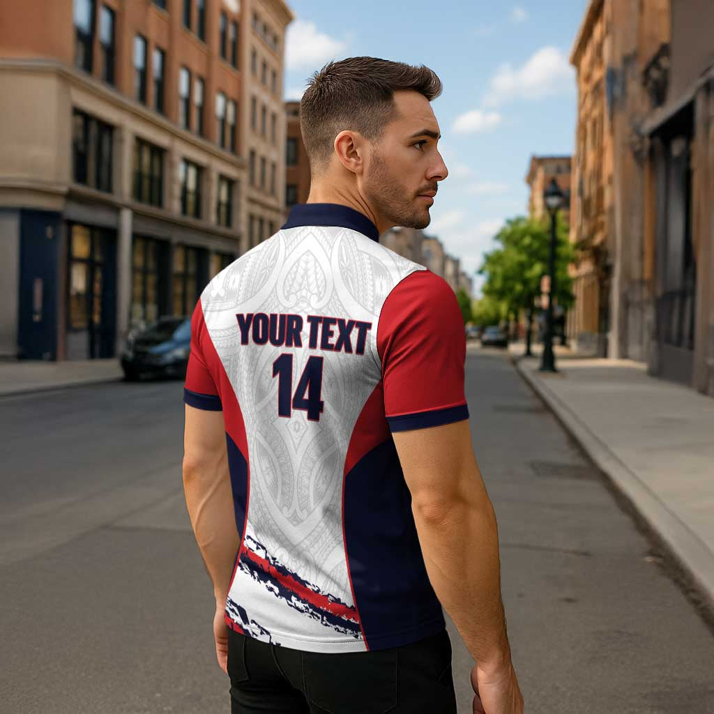 AS Venus Tahiti Football Custom Zipper Polo Shirt Go Champions Polynesian Pattern LT14 - Polynesian Pride