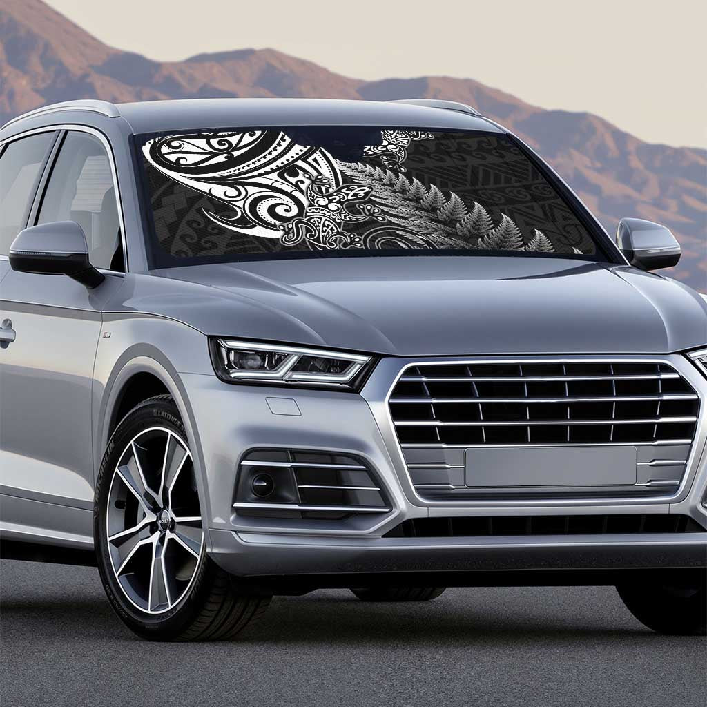 New Zealand Lizard Auto Sun Shade Silver Fern Aotearoa Maori - Polynesian Pride