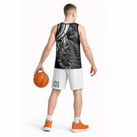New Zealand Lizard Basketball Jersey Silver Fern Aotearoa Maori - Polynesian Pride