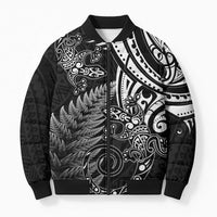 New Zealand Lizard Bomber Puffer Jacket Silver Fern Aotearoa Maori - Polynesian Pride