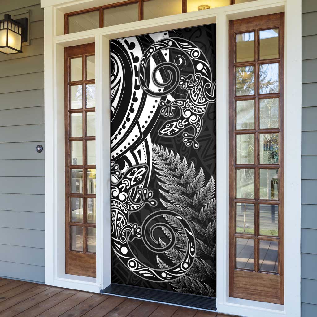 New Zealand Lizard Door Cover Silver Fern Aotearoa Maori - Polynesian Pride