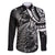 New Zealand Lizard Family Matching Off The Shoulder Long Sleeve Dress and Hawaiian Shirt Silver Fern Aotearoa Maori LT14 Dad's Shirt - Long Sleeve Black - Polynesian Pride