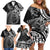 New Zealand Lizard Family Matching Off Shoulder Short Dress and Hawaiian Shirt Silver Fern Aotearoa Maori LT14 - Polynesian Pride