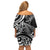 New Zealand Lizard Family Matching Off Shoulder Short Dress and Hawaiian Shirt Silver Fern Aotearoa Maori LT14 - Polynesian Pride