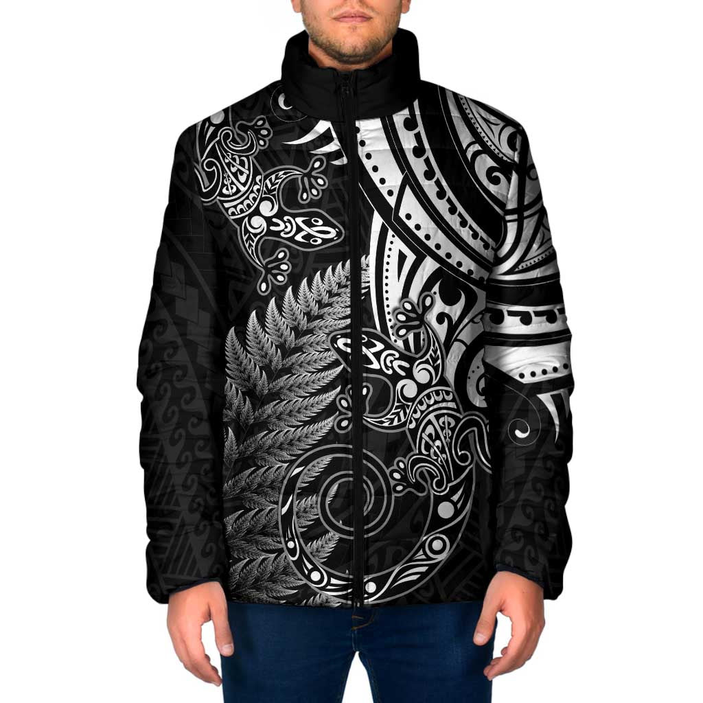 New Zealand Lizard Padded Jacket Silver Fern Aotearoa Maori - Polynesian Pride