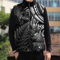 New Zealand Lizard Sleeveless Puffer Jacket Silver Fern Aotearoa Maori - Polynesian Pride