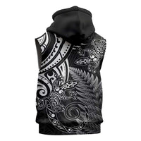 New Zealand Lizard Sleeveless Zip Hoodie Silver Fern Aotearoa Maori - Polynesian Pride
