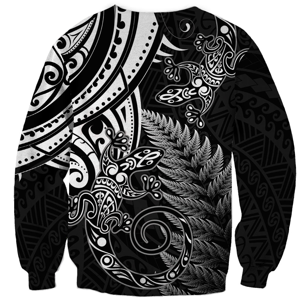 New Zealand Lizard Sweatshirt Silver Fern Aotearoa Maori LT14 - Polynesian Pride