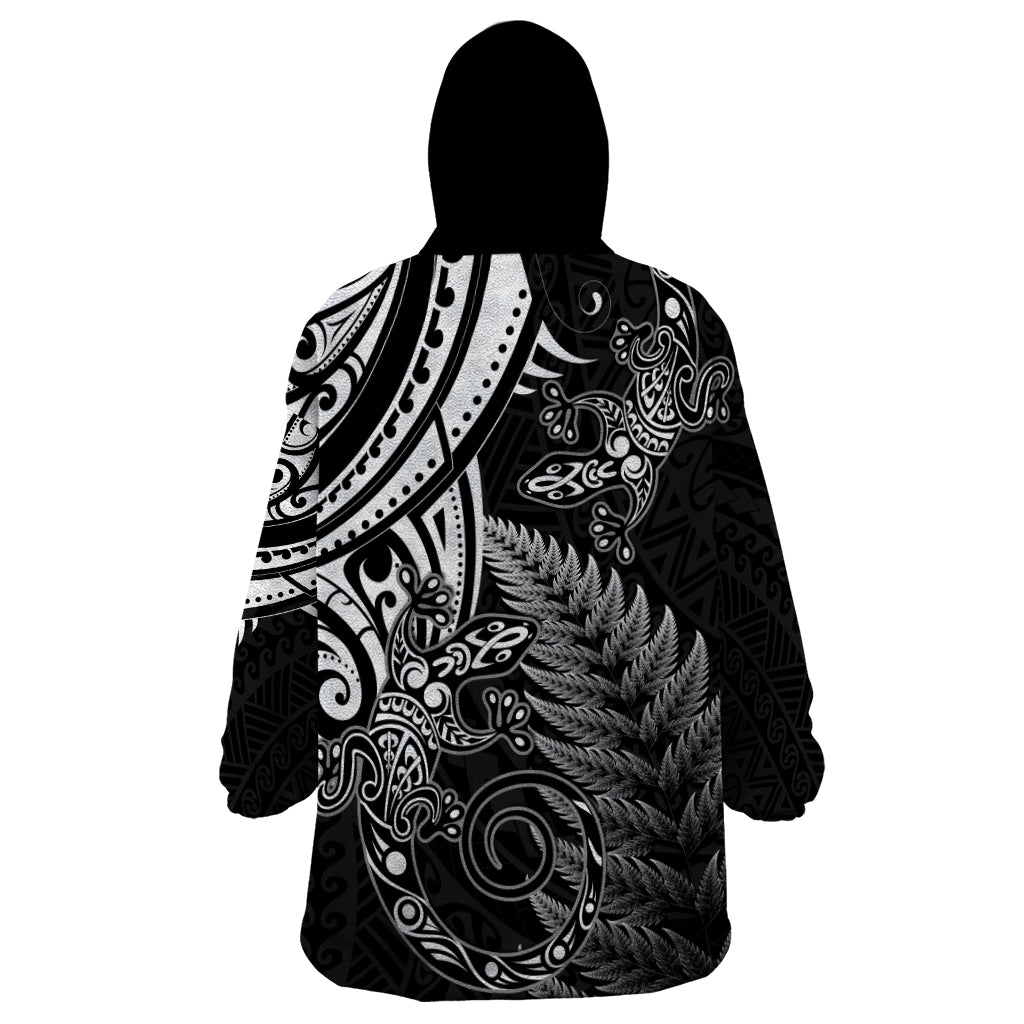New Zealand Lizard Wearable Blanket Hoodie Silver Fern Aotearoa Maori LT14 - Polynesian Pride