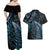 New Zealand Lizard Couples Matching Off Shoulder Maxi Dress and Hawaiian Shirt Silver Fern Aotearoa Maori With Paua Shell LT14 - Polynesian Pride