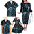 New Zealand Lizard Family Matching Off The Shoulder Long Sleeve Dress and Hawaiian Shirt Silver Fern Aotearoa Maori With Paua Shell LT14 - Polynesian Pride