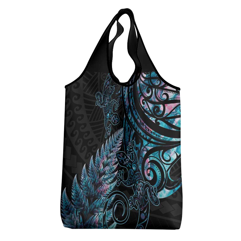 New Zealand Lizard Grocery Bag Silver Fern Aotearoa Maori With Paua Shell LT14 - Polynesian Pride