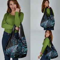 New Zealand Lizard Grocery Bag Silver Fern Aotearoa Maori With Paua Shell LT14 - Polynesian Pride