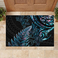 New Zealand Lizard Rubber Doormat Silver Fern Aotearoa Maori With Paua Shell LT14 - Polynesian Pride