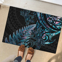 New Zealand Lizard Rubber Doormat Silver Fern Aotearoa Maori With Paua Shell LT14 - Polynesian Pride