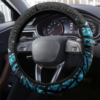 New Zealand Lizard Steering Wheel Cover Silver Fern Aotearoa Maori With Paua Shell LT14 - Polynesian Pride