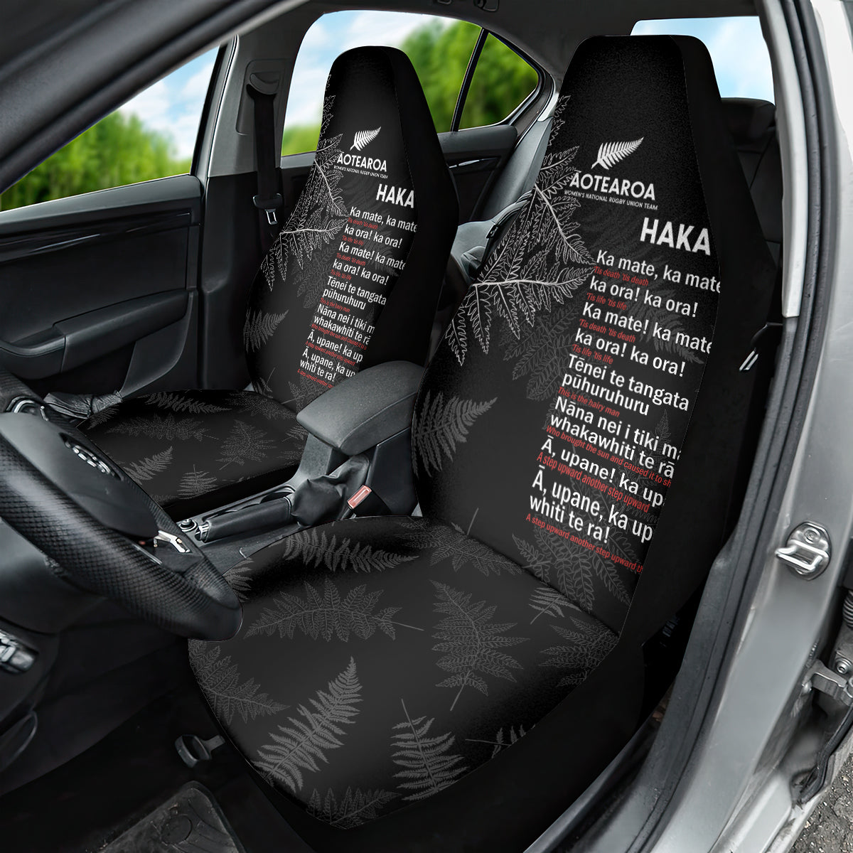 Custom New Zealand Haka Rugby Car Seat Cover 2024 Pacific Go Black Silver Fern
