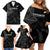 New Zealand Haka Rugby Family Matching Off Shoulder Short Dress and Hawaiian Shirt 2024 Pacific Go Black Silver Fern LT14 - Polynesian Pride