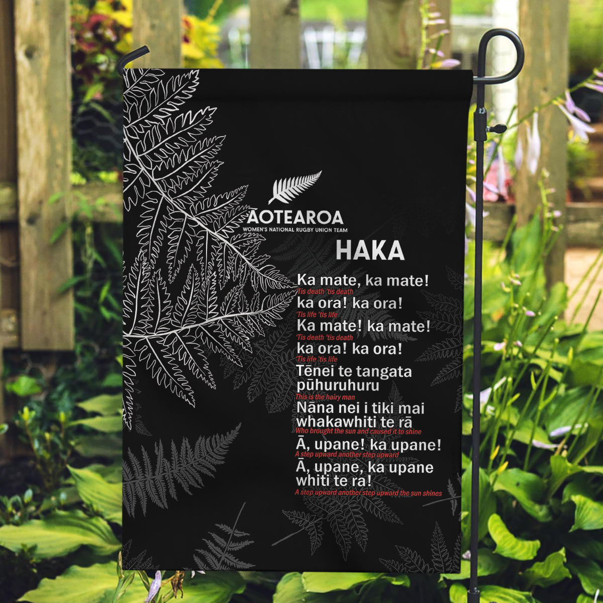 Custom New Zealand Haka Rugby Garden Flag 2024 Pacific Go Black Silver Fern LT14 Garden Flag Black - Polynesian Pride