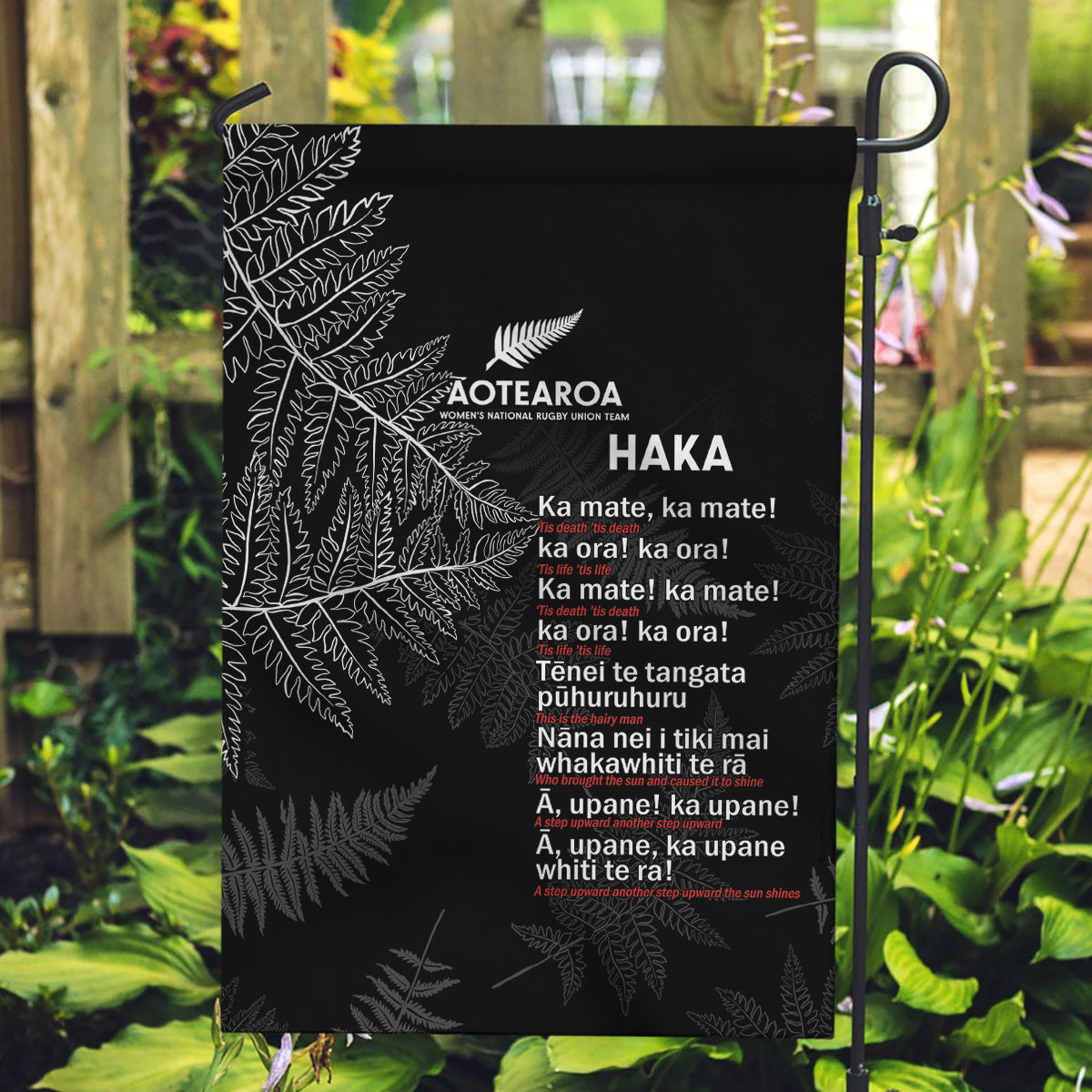 Custom New Zealand Haka Rugby Garden Flag 2024 Pacific Go Black Silver Fern