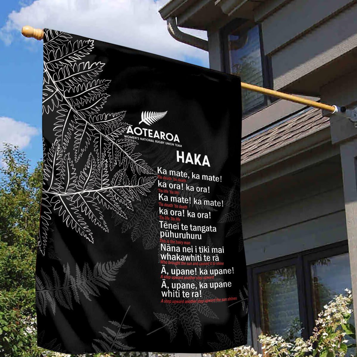 Custom New Zealand Haka Rugby Garden Flag 2024 Pacific Go Black Silver Fern LT14 - Polynesian Pride