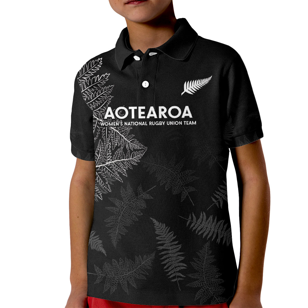 New Zealand Haka Rugby Kid Polo Shirt 2024 Pacific Go Black Silver Fern LT14 Kid Black - Polynesian Pride