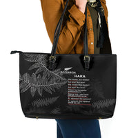 Custom New Zealand Haka Rugby Leather Tote Bag 2024 Pacific Go Black Silver Fern LT14 - Polynesian Pride